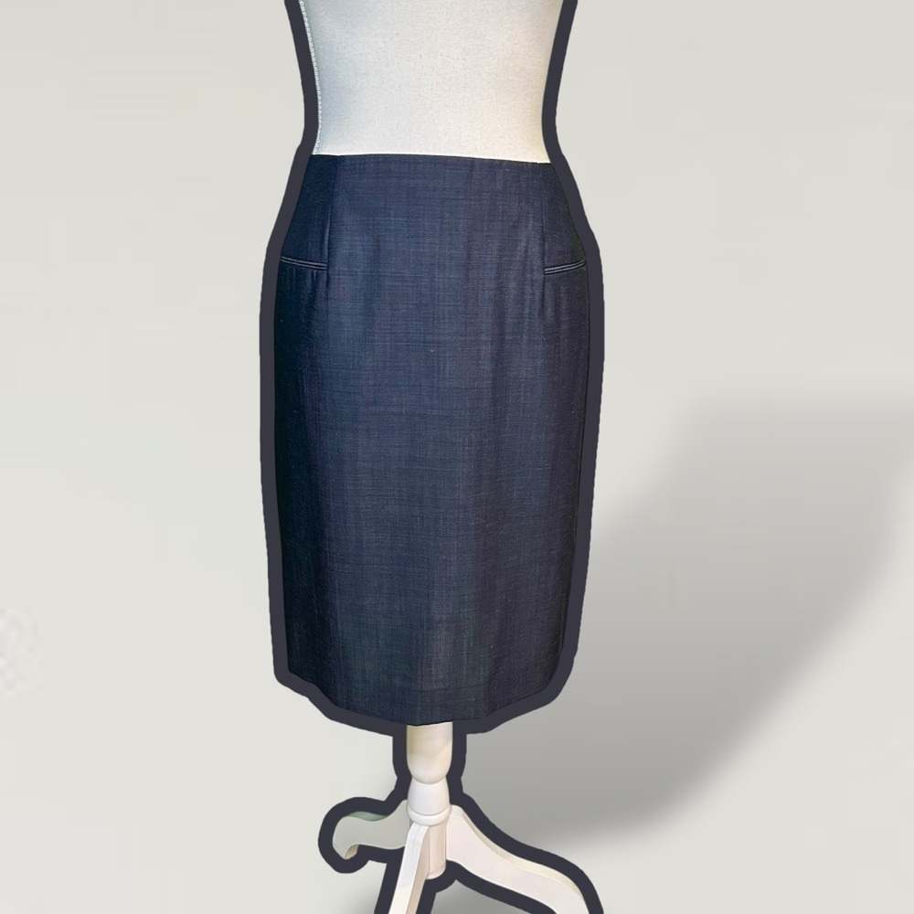 NWT Narciso Rodriguez Navy Blue Virgin Wool & Mohair Blend Pencil Skirt Size 8